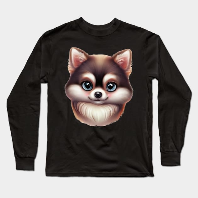 Wagtastic Pomsky Long Sleeve T-Shirt by Art By Mojo